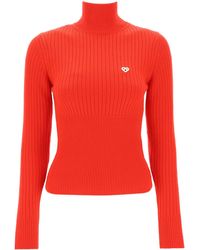 Casablancabrand - Ribbed High Neck Wool Sweater - Lyst