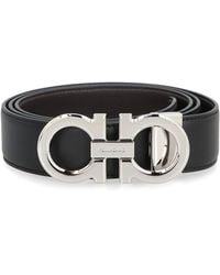 Ferragamo - Reversible Leather Belt With Gancini Hook - Lyst