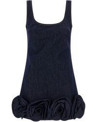 Self-Portrait - Denim 3D Flower Mini' Dress - Lyst