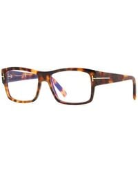 Tom Ford - Eyeglasses Square Full Rim, Blonde Havana Frame And Clear--Light Block Lenses Lens Ft5941-B053 Sunglasses - Lyst