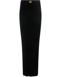 Alberta Ferretti Velvet Long Skirt in Black Womens Clothing Skirts Maxi skirts 