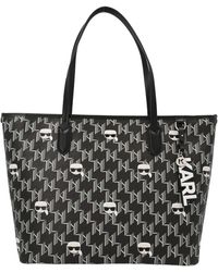 Karl Lagerfeld K/ikonik Monogram Shopping Bag - Black
