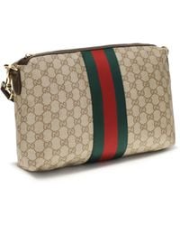 Gucci - Medium Gg Shoulder Bag With Web Stripe Cotton; Linen; Polyurethane - Lyst