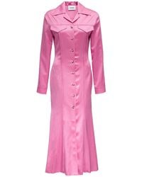 Nanushka Sana Glossy Pink Satin Long Dress
