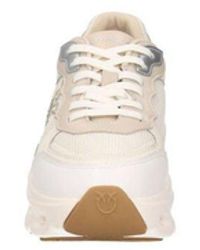 Pinko - Pinko Calf Leather And Mesh Sneaker — Cream - Lyst