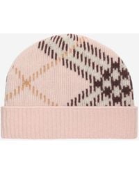 Burberry - Cashmere Beanie With Check Pattern Hat - Lyst