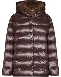 Herno - Dark Chocolate Ultralight Nylon And Faux Fur Hooded Down Jacket - Lyst
