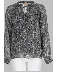 MICHAEL Michael Kors - Printed Tie-Neck Blouse - Lyst