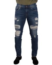 Dolce & Gabbana - Elegant Distressed Slim Fit Denim Jeans - Lyst