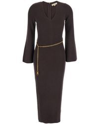 MICHAEL Michael Kors - Dress With Chain Belt And Logo Plaque - Lyst