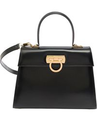Ferragamo - Iconic Top Handle L Handbag With Gancini Buckle - Lyst