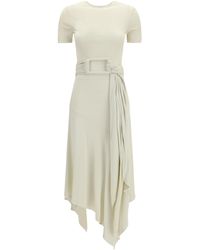 Alaïa - Belted Jersey Dress Viscose - Lyst