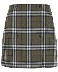 Burberry - Checks Mini Skirt - Lyst