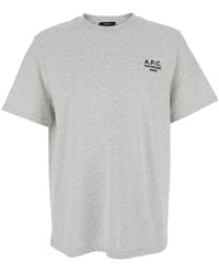 A.P.C. - Crewneck T-Shirt With Logo Embroidered On The Front - Lyst