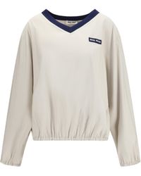 Miu Miu - Sweatshirt Pongé Tec Recycled Polyester Sweatshirts - Lyst