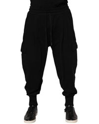 Dolce & Gabbana - Black Cotton Logo Jogger Sweatpants Pants - Lyst