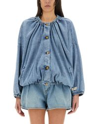 Alysi - Denim Bomber Jacket - Lyst