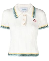 Casablancabrand - White Cotton Blend Polo Shirt - Lyst