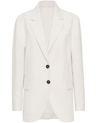 Brunello Cucinelli - Off Linen Blend Blazer - Lyst