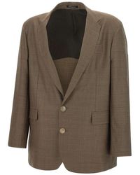 Emporio Armani - Single Breasted Check Patterned Blazer - Lyst