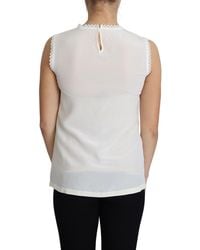 Dolce & Gabbana - Elegant Silk Lace-Detailed Sleeveless Blouse - Lyst