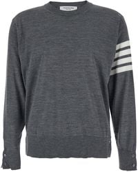 Thom Browne - Crew Neck Sweater With 4-Bar Detail - Lyst