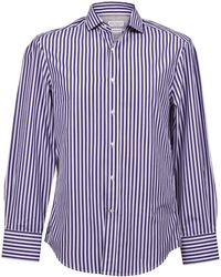 Brunello Cucinelli - Striped Slim Fit Cotton Shirt - Lyst