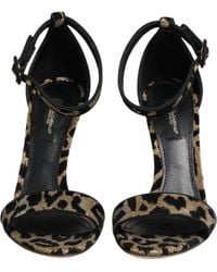 Dolce & Gabbana - Gold Leopard Ankle Strap Heels Sandals Shoes - Lyst