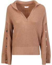 Liu Jo - Liu Jo Camel Knit Sweater With Buttons - Lyst