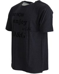 Dolce & Gabbana - Gray Statement Print Round Neck T-shirt - Lyst