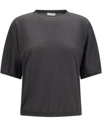 Brunello Cucinelli - Short-Sleeve Cashmere And Silk Sweater - Lyst