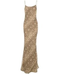 ANDAMANE - Long Dress T190131 With Thin Straps And All-Over Python Print - Lyst