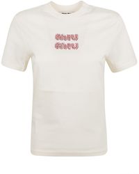 Miu Miu - Logo-appliqué Cotton T-shirt - Lyst