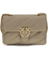 Pinko - Love Classic Leather Shoulder Bag Calf Bos Taurus - Lyst