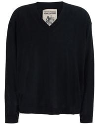 Semicouture - V-Neck Wool Sweater Jade Virgin Tops - Lyst