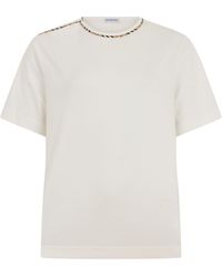 Burberry - Short Sleeve T-Shirt With Tartan Trim - Lyst