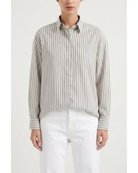 Brunello Cucinelli - Striped Silk Shirt - Lyst