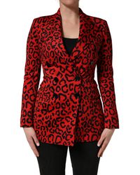 Dolce & Gabbana - Leopard Double Breasted Coat Jacket Polyester Elastane Clothing - Lyst