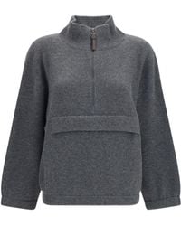Brunello Cucinelli - Cashmere Half-Zip Sweater Kashmir/Capra Hircus - Lyst