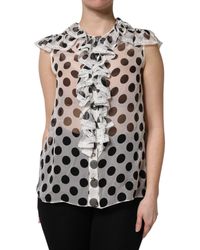 Dolce & Gabbana - Polka Dot Cotton Sleeveless Top - Lyst
