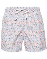 Fedeli - Swim Shorts With Shaded Majolica Micro Pattern - Lyst