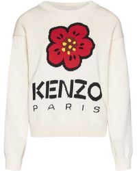 KENZO - Logo And Flower Cotton-blend Sweater - Lyst
