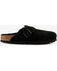 Birkenstock - Boston Vl/Shearling Suede Mule - Lyst