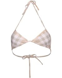 Burberry - Checked Triangle Bikini Top - Lyst