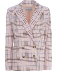 Manuel Ritz - Double-Breasted Jacket Check Viscose Blend - Lyst
