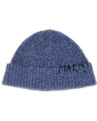 Marni - Beanie Hat With Mending Embroidery Virgin Wool Knit - Lyst