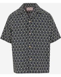 Valentino - Cotton Poplin Shirt With Print Toute La V - Lyst