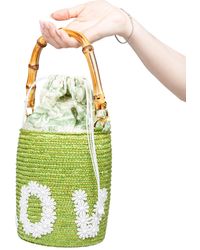 La Milanesa Love Straw Bucket Bag in Yellow | Lyst