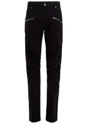 Balmain - Faded Black Cotton Cargo Jeans With Embossed Logo - Lyst