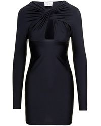 Coperni - Mini Black Dress With Twisted Cut-out Detail In Stretch Polyamide Woman - Lyst